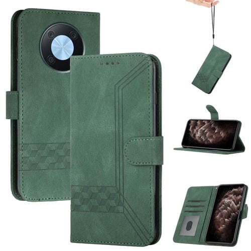Funda de Cuero con Tapa Cúbica para Huawei Enjoy 50 Pro/Nova Y90 (Verde)