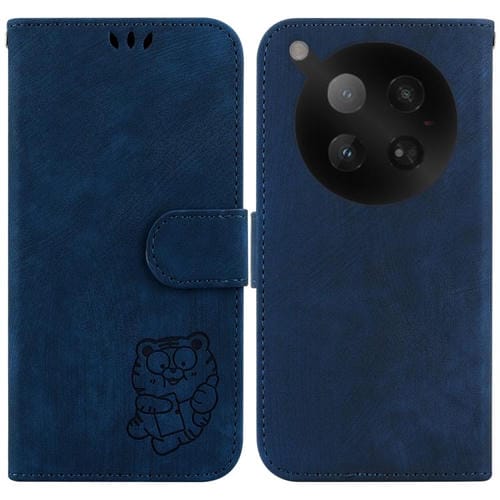 Funda de cuero con relieve de tigre para Infinix Zero 40 4G/5G (azul oscuro)