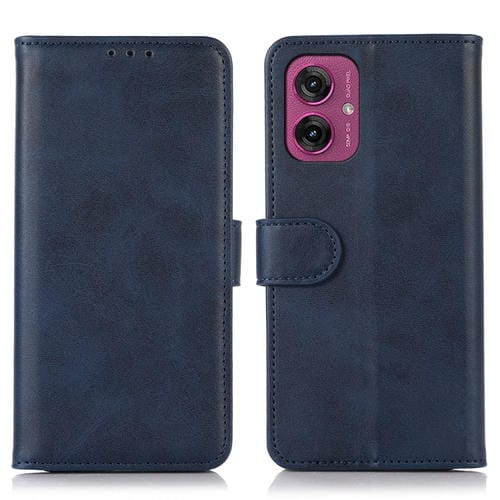 Funda de Piel con Textura de Vaca para Motorola Moto G55 5G (Azul)