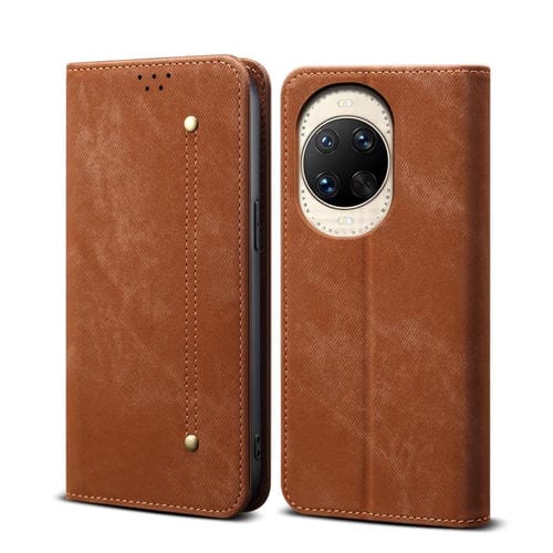 Funda de cuero con textura vaquera para Huawei Nova 14 Ultra (marrón)