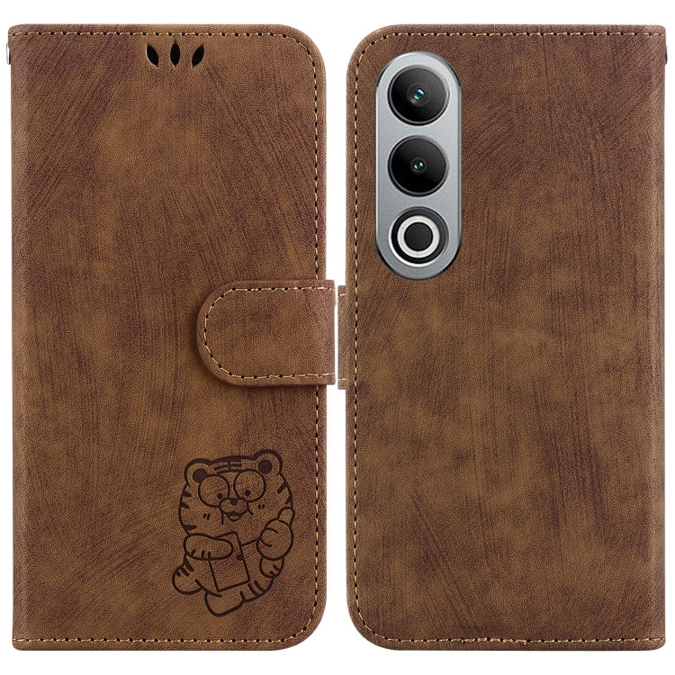 Funda para OnePlus Nord Ce4 5G de Cuero con Relieve Little Tiger (Marrón)