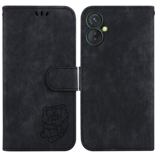Funda de Cuero para Tecno Spark 9 Pro / 9T Little Tiger en Relieve (Negro)