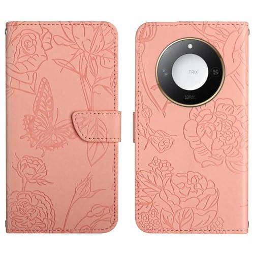 Funda de Cuero con Tapa y Mariposas en Relieve para Honor X9C Smart Ht03 (Rosa)