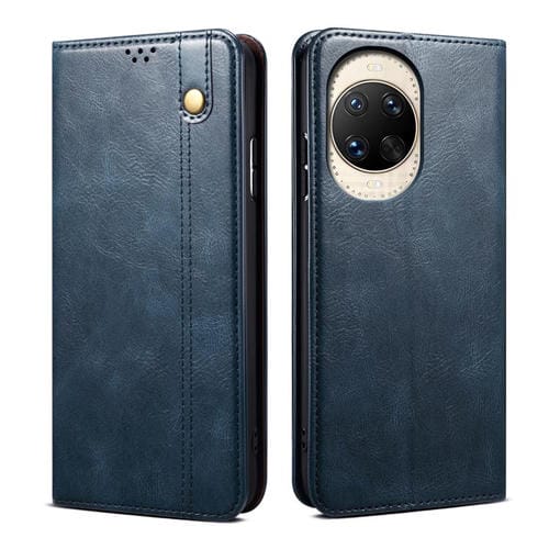 Funda de cuero con textura Crazy Horse y cera de aceite para Huawei Nova 14 Pro (azul)