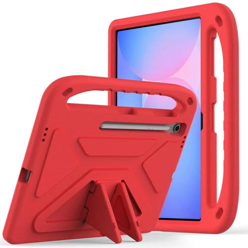 Funda de EVA a prueba de golpes con asa y soporte para Samsung Galaxy Tab S10 FE+ (roja)