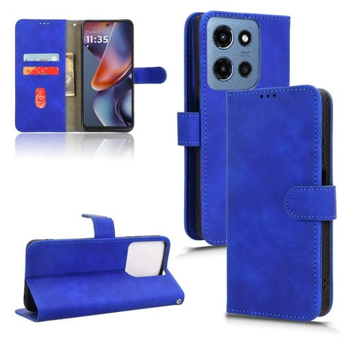 Funda de Cuero con Tapa Magnética y Tacto Suave para Motorola Moto G 5G (2025) (Azul)