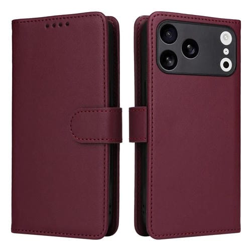 BETOPNICE BN-005 - Funda 2 en 1 desmontable de piel sintética para iPhone 17 Pro Max (rojo vino)