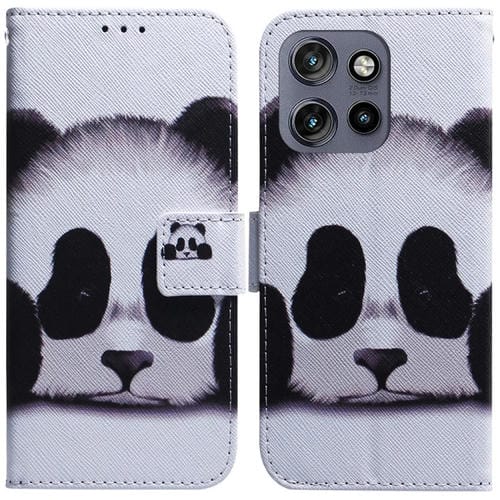Funda de Cuero con Tapa y Dibujo a Color para Motorola Edge 50 Neo 5G (Panda)