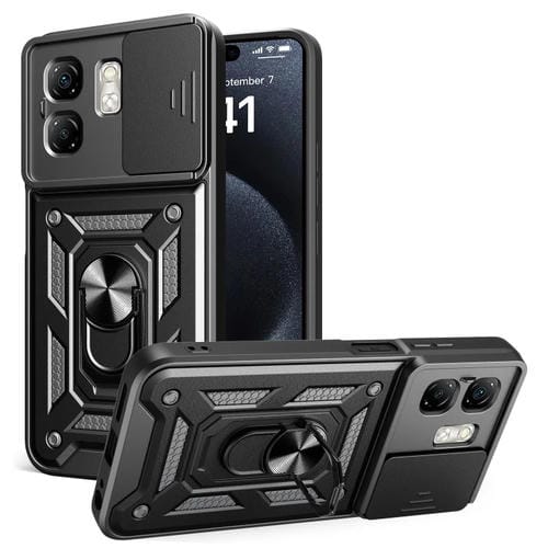 Funda para Teléfono Infinix Smart 9 Hot 50I TPU+PC con Cubierta Deslizante para Cámara (Negra)