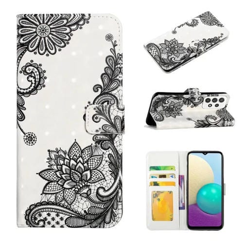 Funda para Teléfono Samsung Galaxy A72 4G/5G Cuero Dibujo 3D Relieve al Óleo (Flor de Encaje)