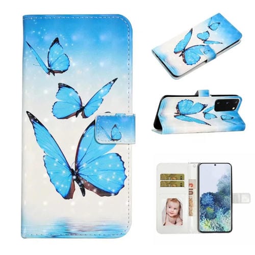Funda para Samsung Galaxy S20+ Cuero Dibujo 3D Relieve al Óleo (3 Mariposas)