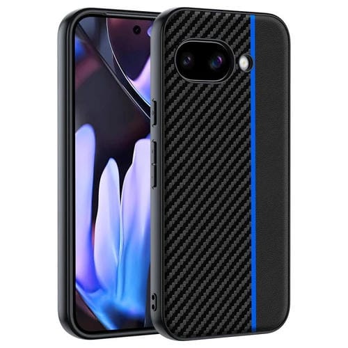 Funda ultrafina con textura de fibra de carbono para Google Pixel 9a (negro y azul)