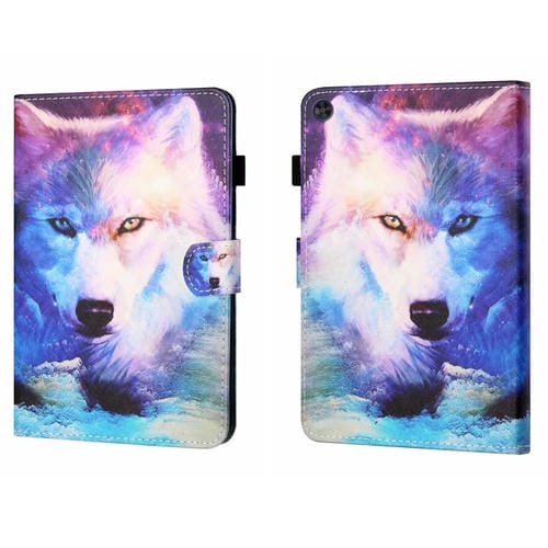 Funda para Tablet Samsung Galaxy Tab A9 con Dibujo Coloreado y Función Suspensión (Lobo)