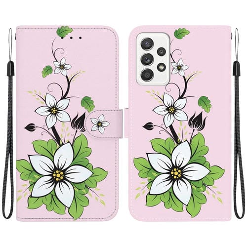 Funda para Teléfono Samsung Galaxy A72 5G 4G Cuero Dibujo Coloreado Textura de Cristal (Lirio)