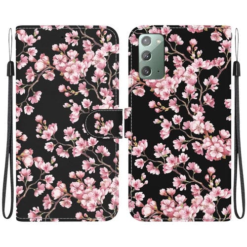 Funda para Samsung Galaxy Note20 Cuero Dibujo Coloreado Textura Cristal (Flor de Ciruelo)
