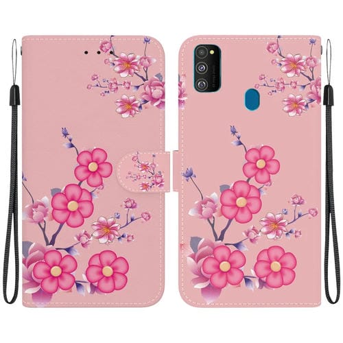 Funda para Teléfono Samsung Galaxy M30S / M21 Cuero Dibujo Coloreado Textura de Cristal (Flores de Cerezo)