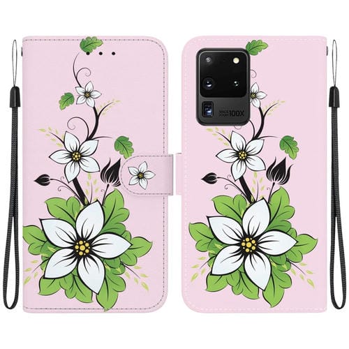 Funda para Teléfono Samsung Galaxy S20 Ultra Crystal Texture Cuero con Dibujo Coloreado (Lily)