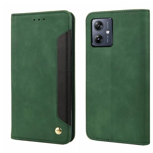 Funda de Cuero con Textura de Piel Sintética para Motorola Moto G55 (Verde)