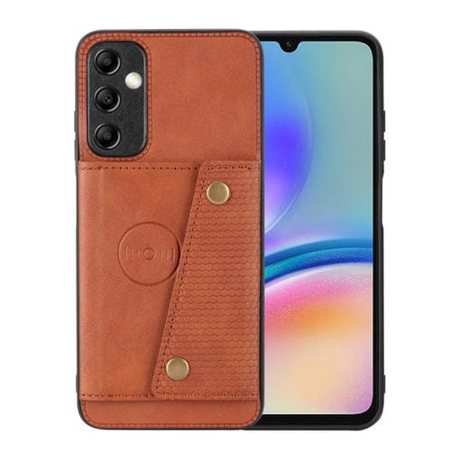 Funda Magnética Samsung Galaxy A05S 4G con Ranuras para Tarjetas y Doble Hebilla (Marrón)