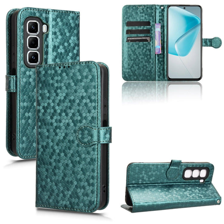 Funda de Cuero para Infinix Hot 50 Pro 4G con Textura de Panal (Verde)