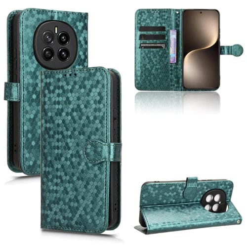 Funda de Cuero con Textura de Puntos Panal para Honor Magic7 5G (Verde)