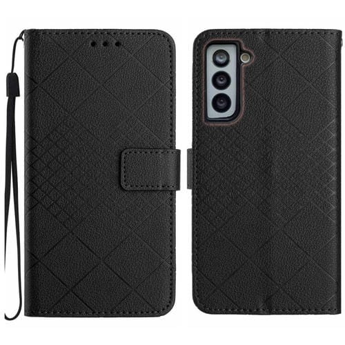 Funda para Samsung Galaxy S21 5G Cuero Textura Rejilla Rómbica (Negro)