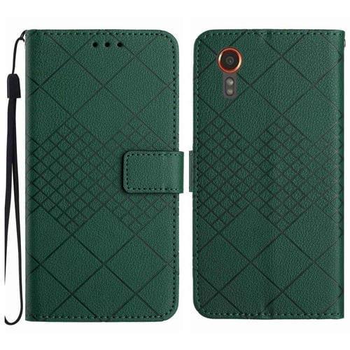 Funda para Samsung Galaxy Xcover 7 5G Cuero Textura Rejilla Rómbica (Verde)