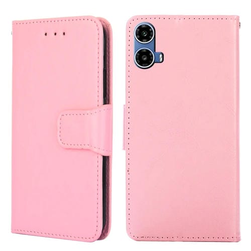 Funda de Cuero para Motorola Moto G34 5G con Textura de Cristal (Rosa)
