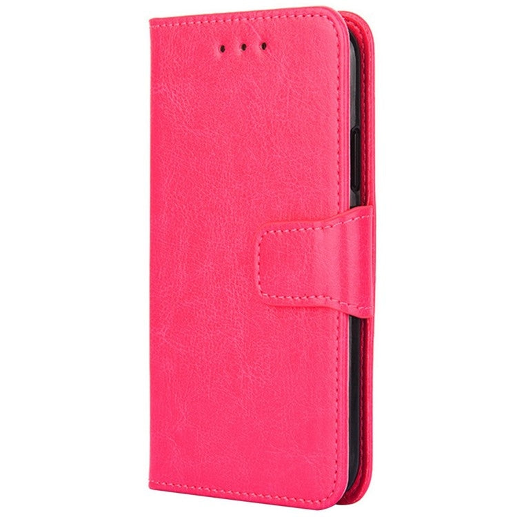Funda de Cuero con Textura de Cristal para OnePlus Ace 3 Pro 5G (Rosa Rojo)