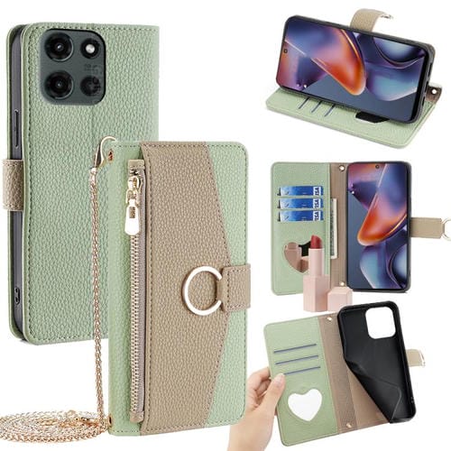 Funda de Cuero con Textura de Lichi para Motorola Moto G 5G (2025) (Verde)