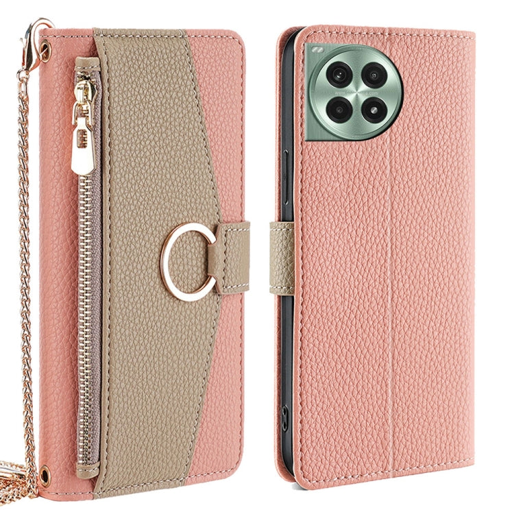 Funda de Cuero con Textura de Lichi para OnePlus Ace 3 Pro 5G (Rosa)