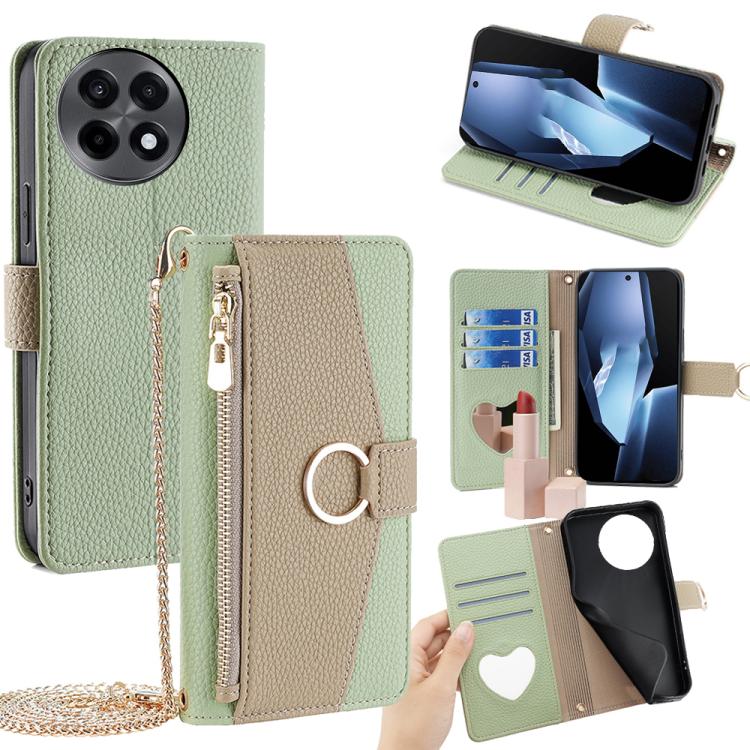 Funda de Cuero con Textura de Lichi para OnePlus Ace 5 y Ace 5 Pro (Verde)