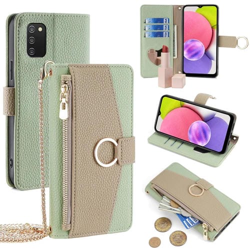 Funda para Samsung Galaxy A03S Crossbody Litchi Texture Cuero (Verde)