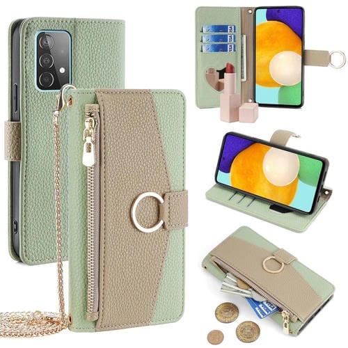 Funda para Teléfono Samsung Galaxy A52 4G / 5G / A52S 5G Cuero Textura Litchi Cruzada (Verde)