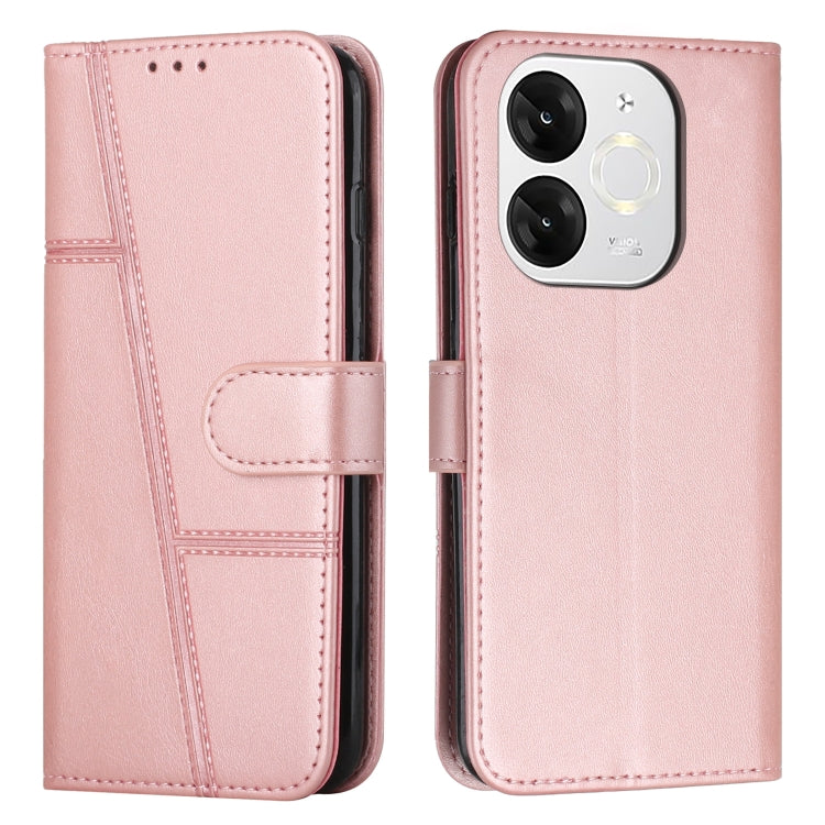 Funda de Cuero Textura Becerro con Costuras para Teléfono Itel A80 (Rosa)