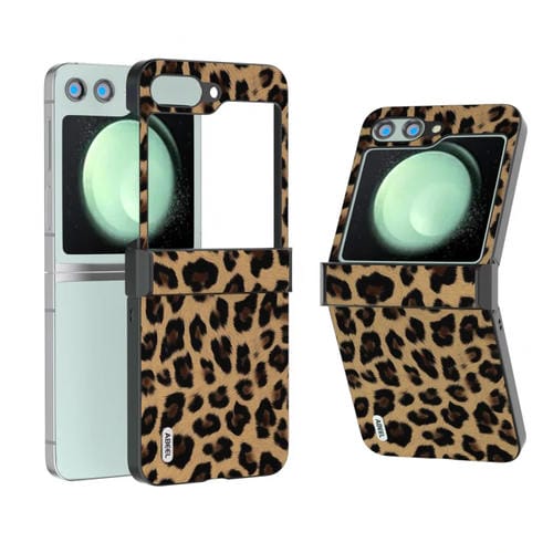 Funda para Samsung Galaxy Z Flip5 Abeel Hinge Black Edge Leopard (Dorado)