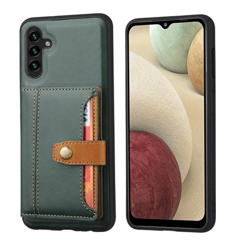 Funda para Teléfono Samsung Galaxy A35 5G TPU y Pu con Ranura para Tarjeta Piel de Becerro (Verde)