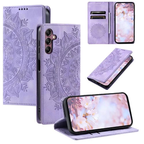 Funda para Samsung Galaxy A05S Totem Cuero Magnética En Relieve (Púrpura)