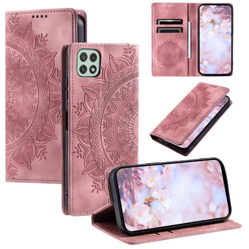 Estuche para Teléfono Samsung Galaxy A22 5G / A22S 5G Cuero Magnético Relieve Tótem (Oro Rosa)