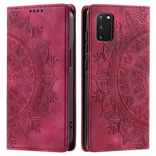 Funda de Cuero Magnética para Samsung Galaxy S20 Totem En Relieve (Rojo)