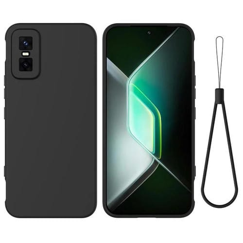 Funda de silicona líquida de color sólido para Infinix GT 30 Pro, a prueba de caídas y cobertura total (negra)