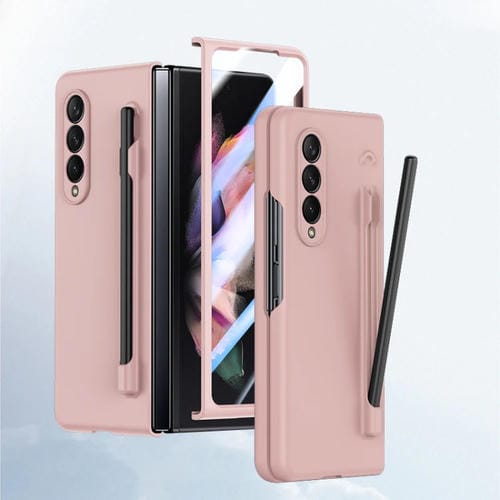 Estuche para TelĂ©fono Samsung Galaxy Z Fold3 con SensaciĂłn de Piel Integrada para PC con BolĂgrafo (Rosa)