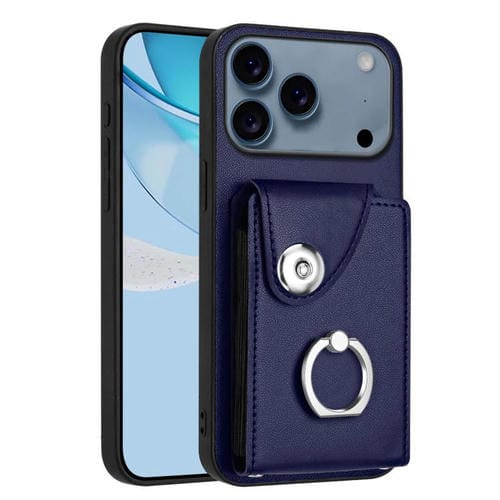 Funda para iPhone 17 Pro Max con tarjetero y anillo (azul)