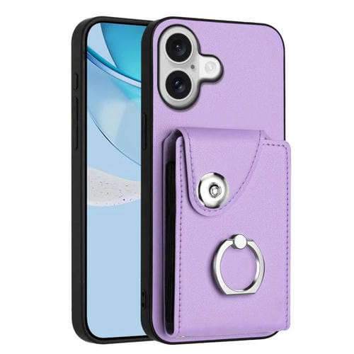 Funda para iPhone 17 con tarjetero y anillo (morado)