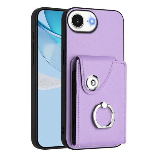 Funda para iPhone 16e con tarjetero y anillo (morado)