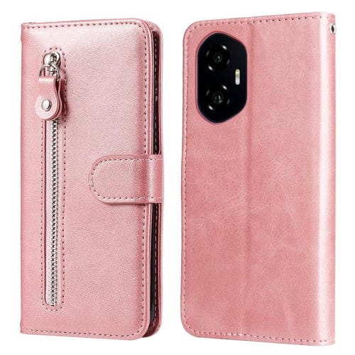 Funda de Piel Textura de Becerro con Cremallera para Honor 300 (Oro Rosa)