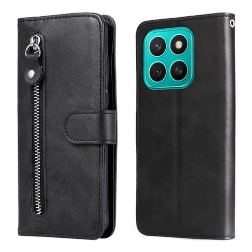 Funda de Piel con Textura de Becerro y Cremallera para Honor X8C 4G (Negra)