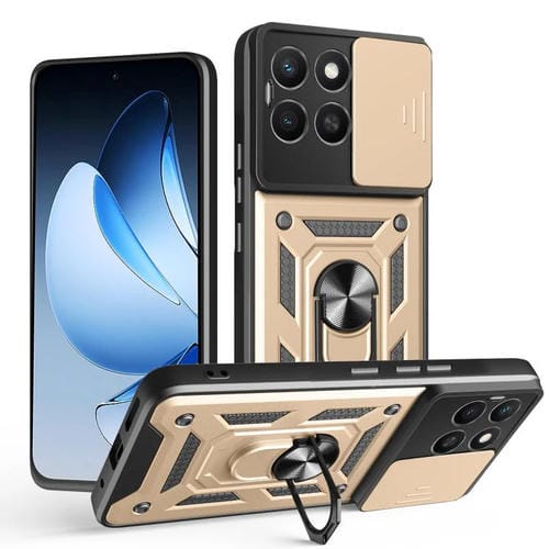 Funda TPU+PC con cámara deslizante para Honor X8C 4G (Dorada)