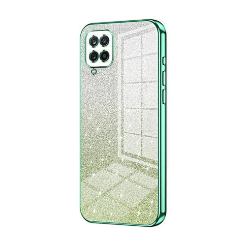 Estuche para teléfono Samsung Galaxy A12 4G 5G Galvanizado con Polvo de Brillo Degradado (Verde)