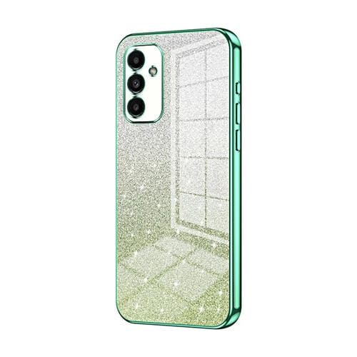 Estuche para Teléfono Samsung Galaxy A14 5G Galvanizado con Polvo de Brillo Degradado (Verde)